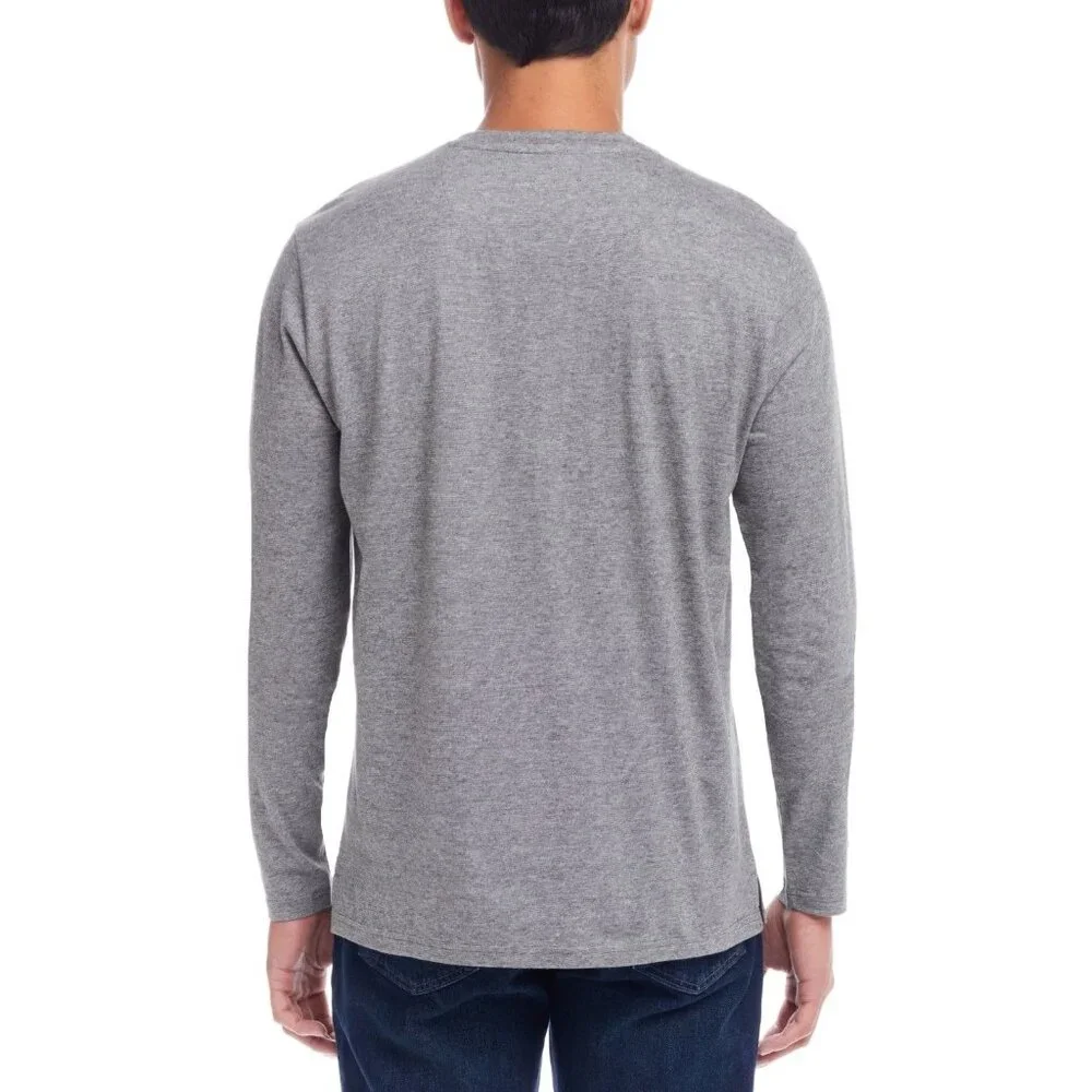 Weatherproof Vintage Mens Stripe Long Sleeve Henley T Shirt Grey Size M NWT - Picture 3 of 6